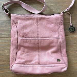 The Sak Pink Leather Crossbody Bag Soft Pebbled Leather Boho Casual Purse